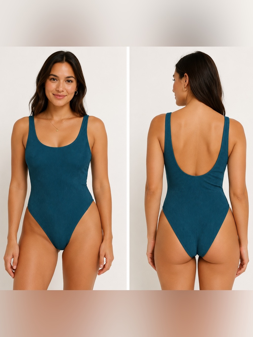 Vitamin A Women’s Teal Scoop Neck One-Piece Textured Swimsuit, Size M, NWT